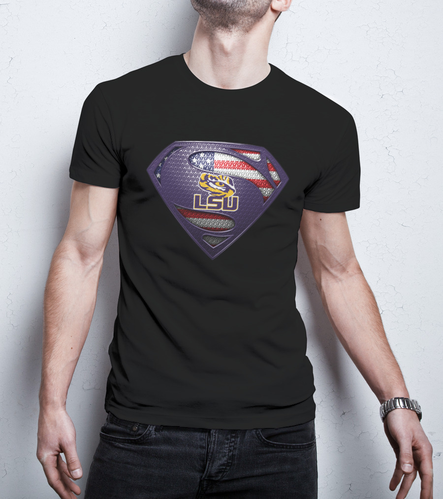 Lsu Tigers Superman American Flag T-Shirt