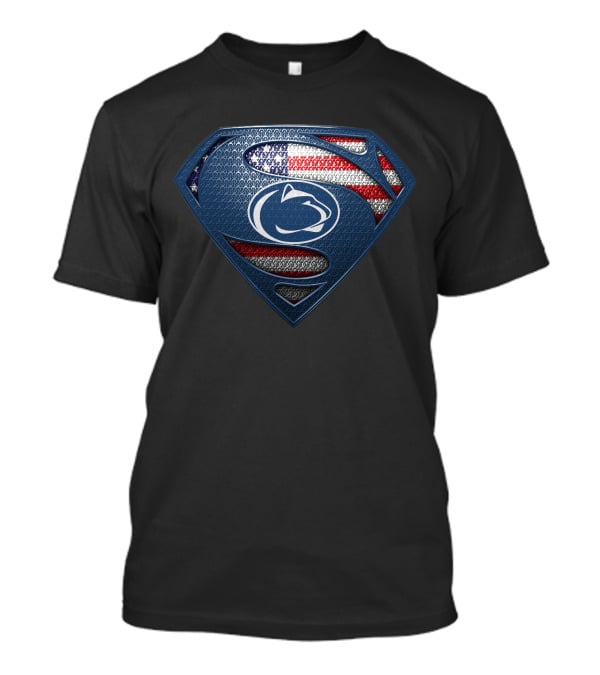 Penn State Nittany Lions Superman Shield American Flag T-Shirt
