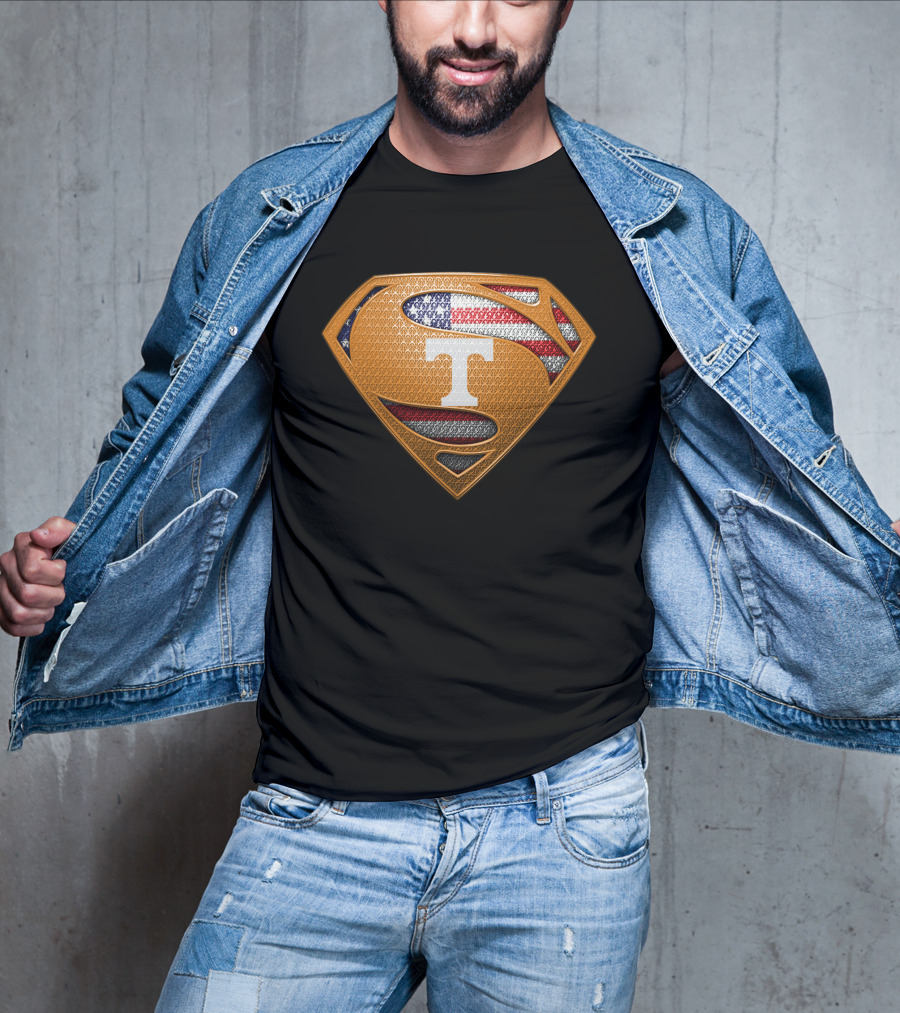 Tennessee Volunteers Superman American Flag T-Shirt