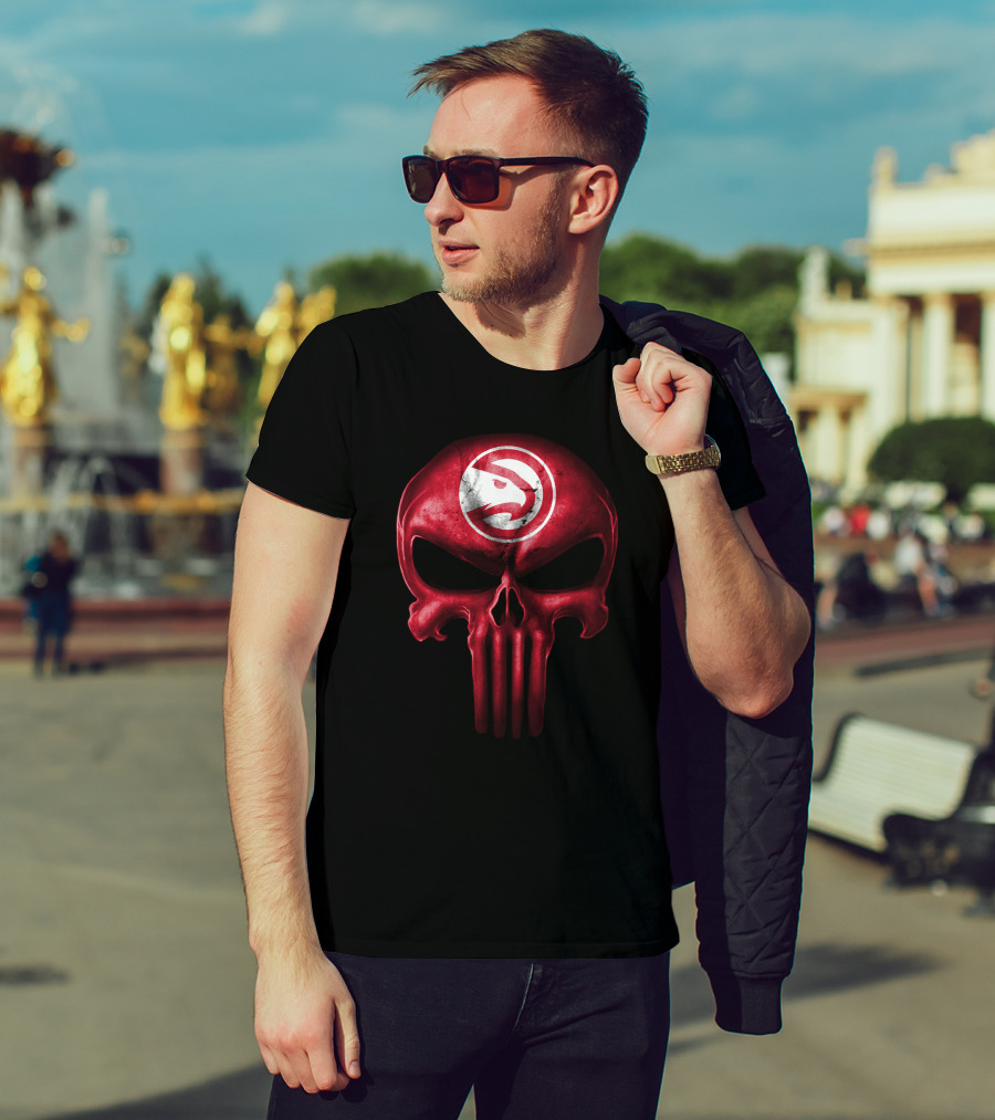 Atlanta Hawks Skull Logo Punisher Style T-Shirt