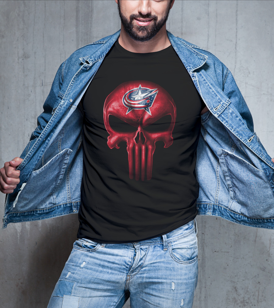 Columbus Blue Jackets Punisher Skull T-Shirt