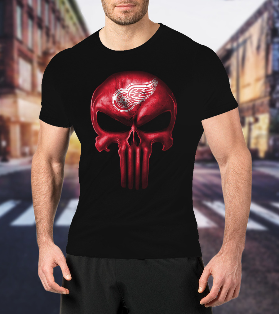 Detroit Red Wings Punisher Skull T-Shirt