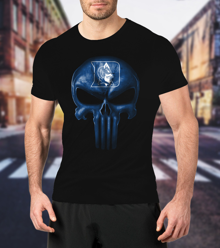 Duke Blue Devils Skull Punisher Style T-Shirt