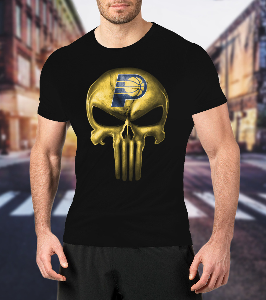 Indiana Pacers Skull Logo Basketball Fusion T-Shirt