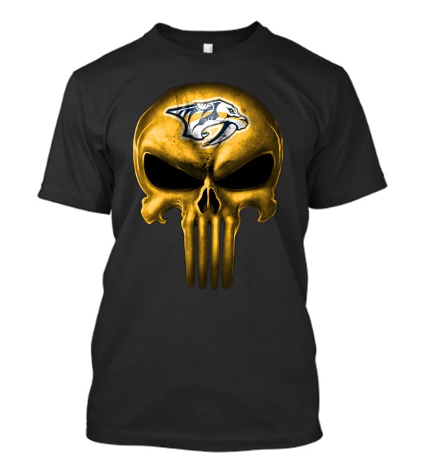 Nashville Predators Skull Punisher Style T-Shirt