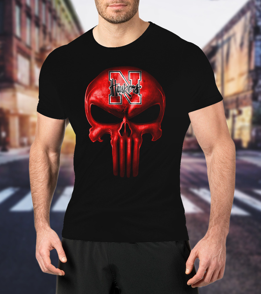 Nebraska Cornhuskers N Huskers Skull T-Shirt