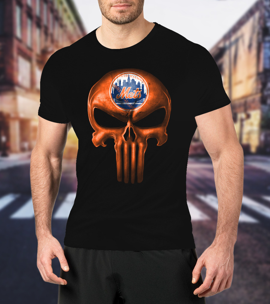New York Mets Skull Logo Dark T-Shirt