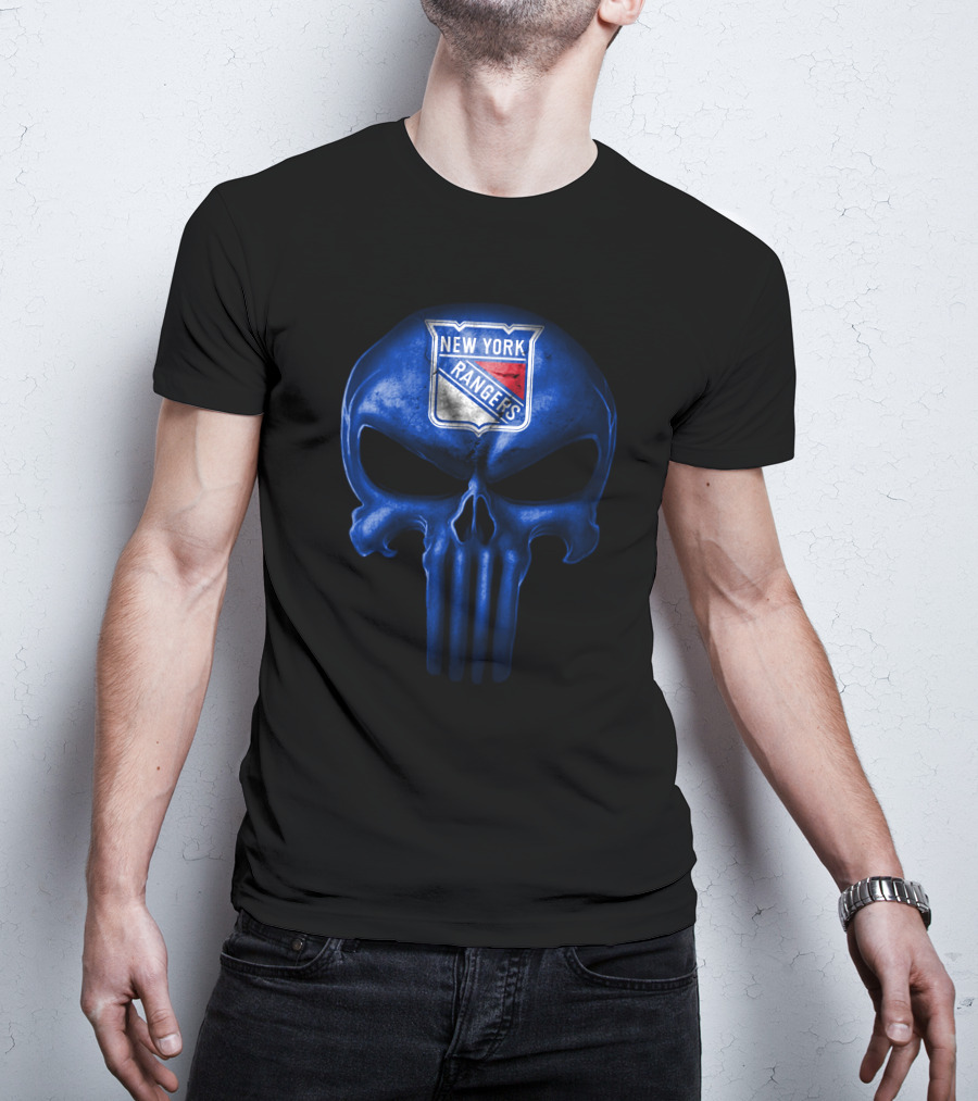 New York Rangers Skull Punisher Logo Fusion T-Shirt