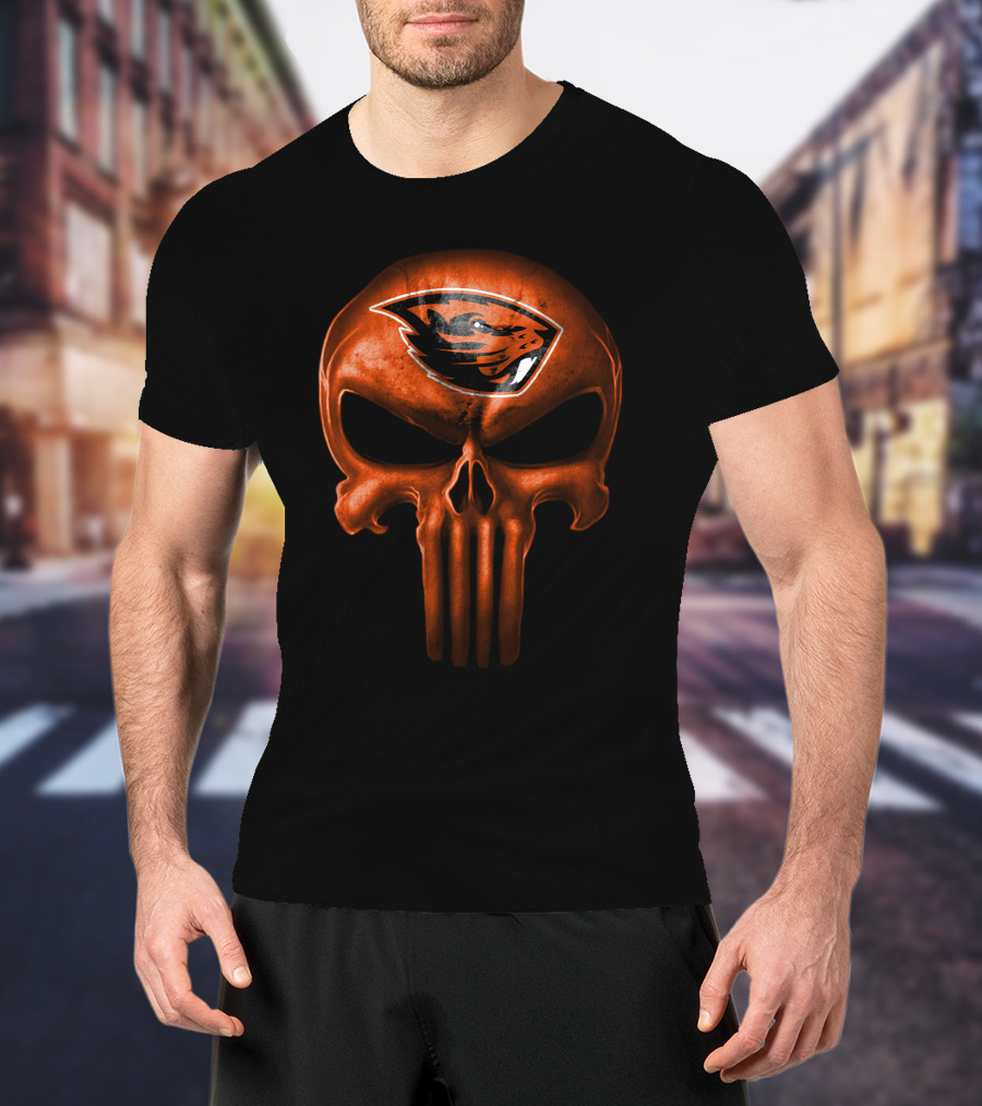 Oregon State Beavers Skull Punisher T-Shirt