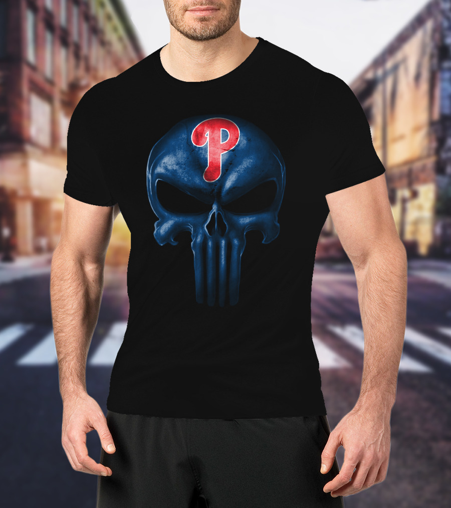 Philadelphia Phillies P Punisher Skull T-Shirt