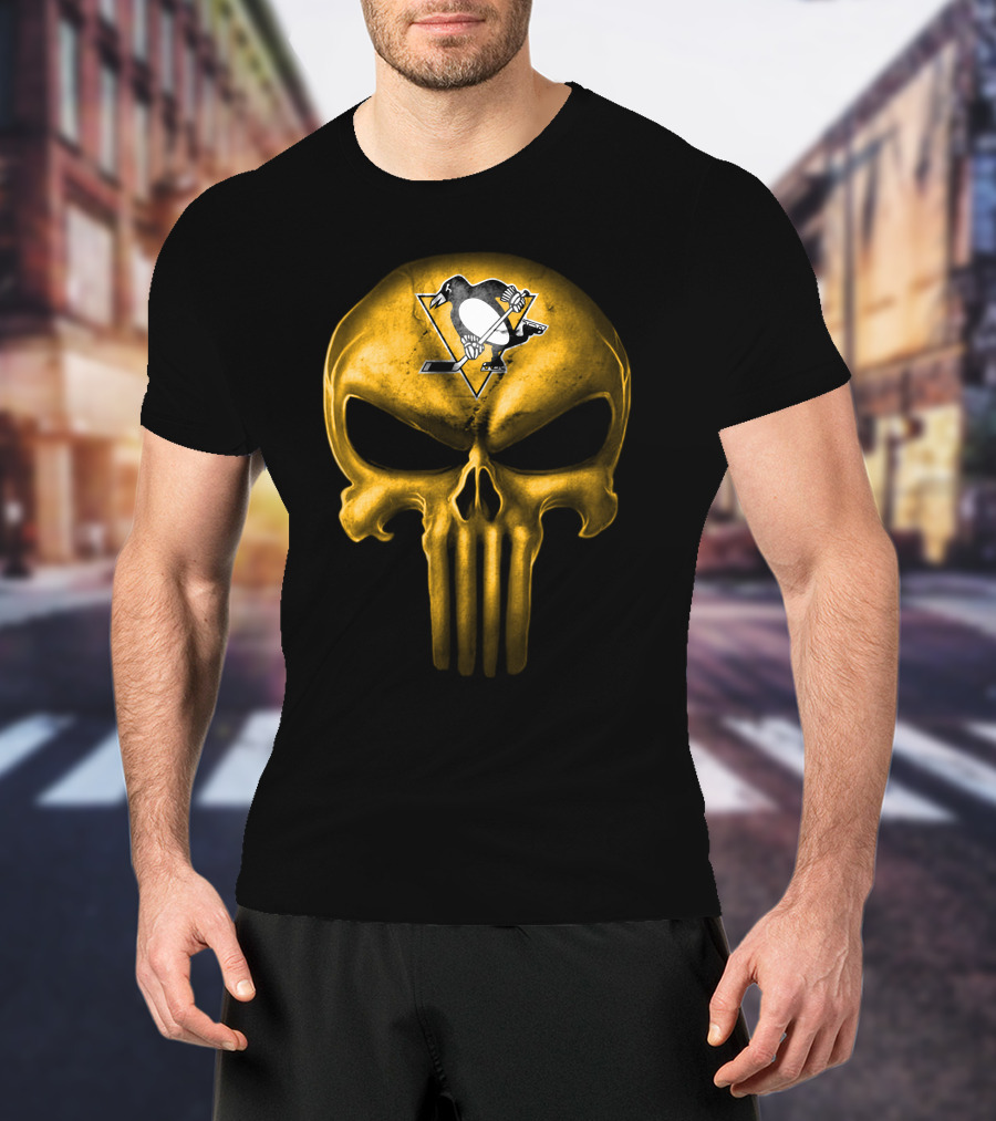 Pittsburgh Penguins Skull Punisher Mashup T-Shirt