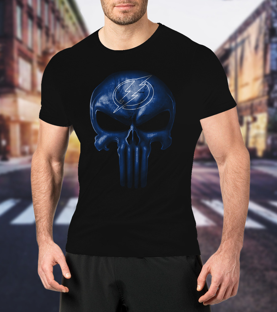 Tampa Bay Lightning Skull Logo Punisher Symbol T-Shirt