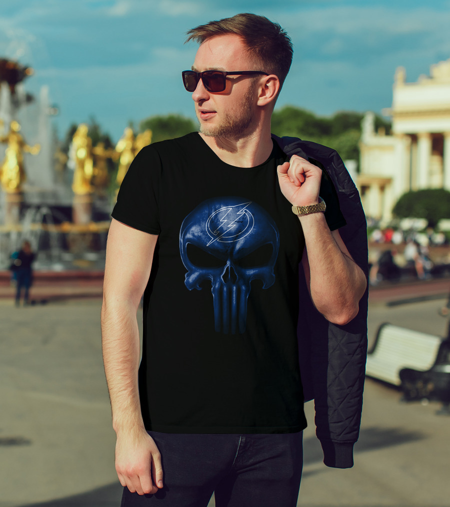 Tampa Bay Lightning Skull Logo Punisher Symbol T-Shirt