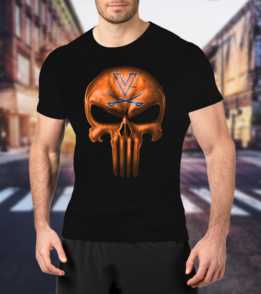 Virginia Cavaliers Skull Punisher T-Shirt