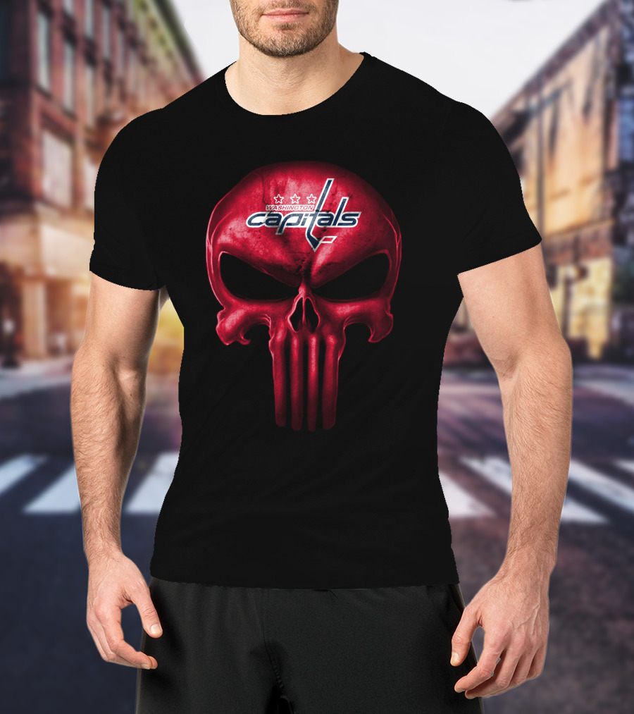 Washington Capitals Skull Hockey T-Shirt
