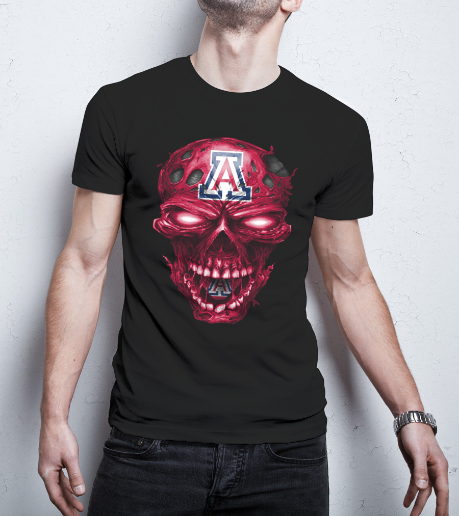 Arizona Wildcats Skull Red Grunge T-Shirt