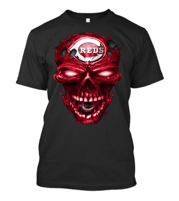 Cincinnati Reds Skull Iconic Logo Imagery With Reds T-Shirt