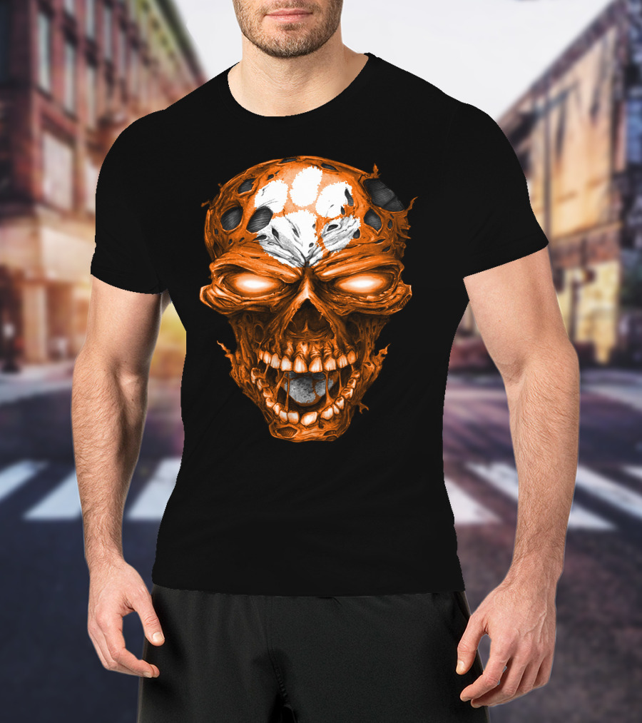 Clemson Tigers Skull Paws T-Shirt