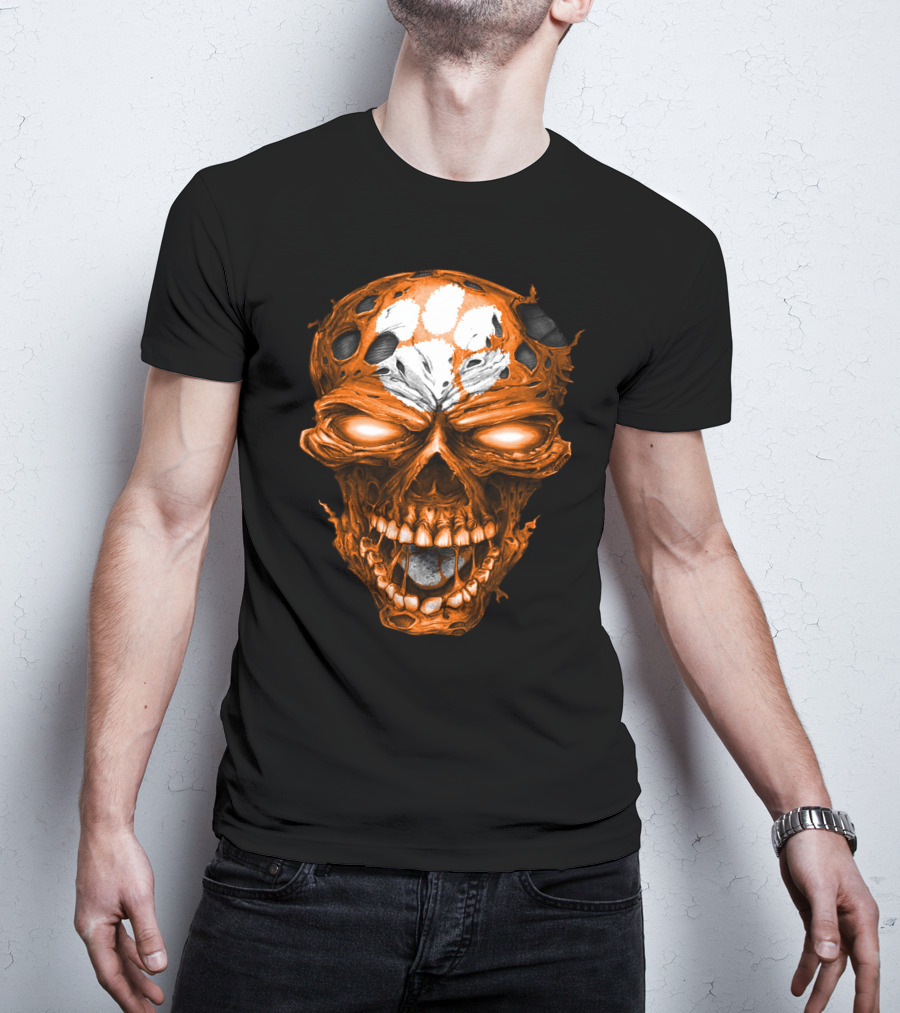 Clemson Tigers Skull Paws T-Shirt