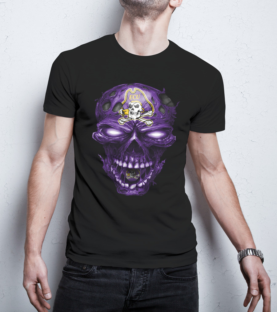 Ecu East Carolina Pirates Skull Purple Pirate T-Shirt