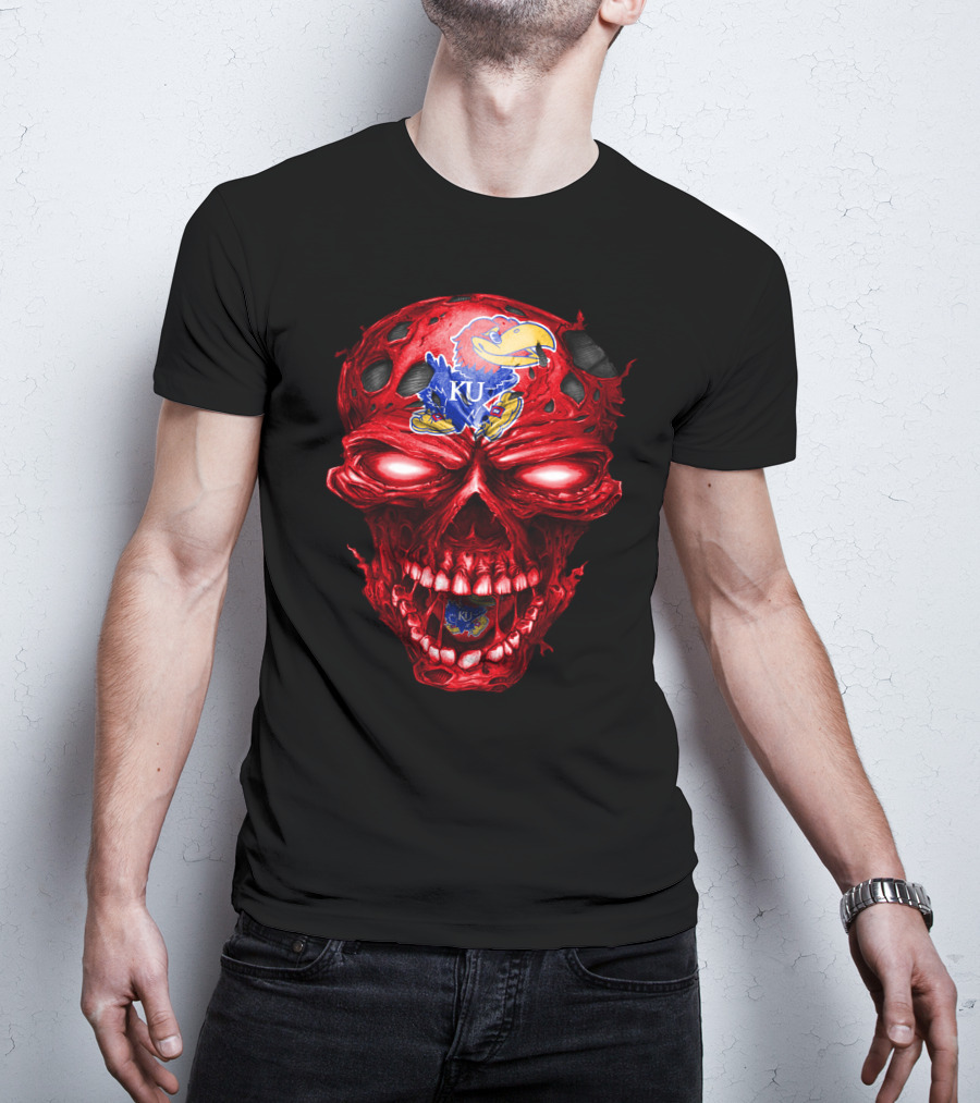 Ku Kansas Jayhawks Skull T-Shirt