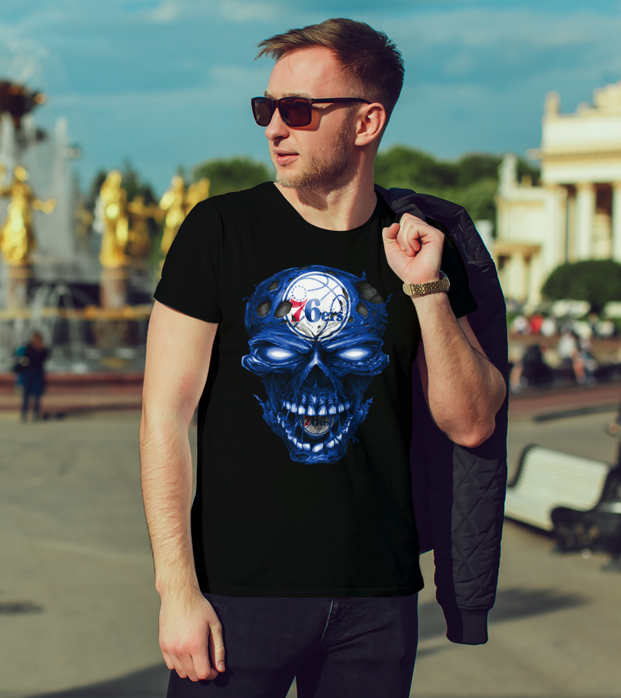Philadelphia 76ers Skull Basketball T-Shirt