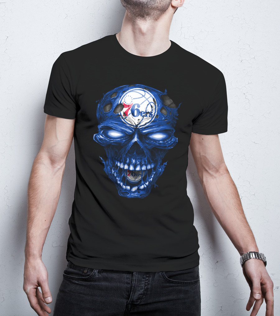 Philadelphia 76ers Skull Basketball T-Shirt