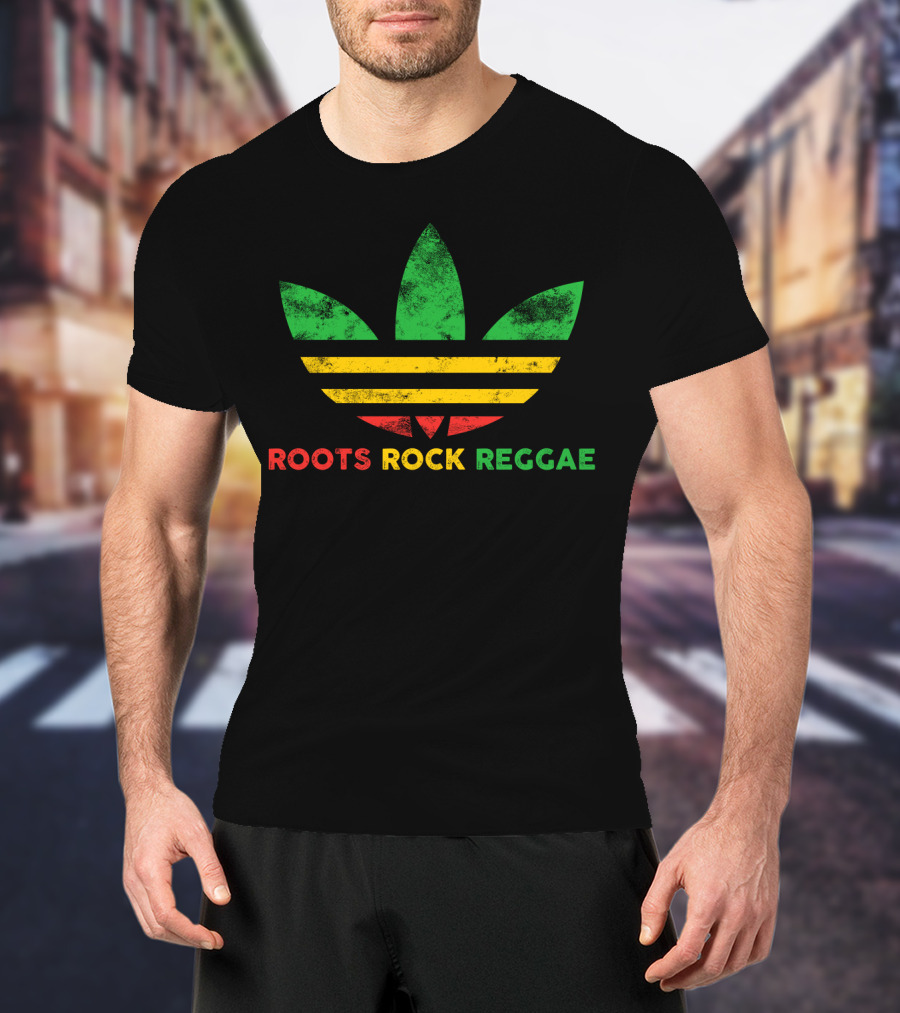 Roots Rock Reggae Three Stripe Leaf T-Shirt