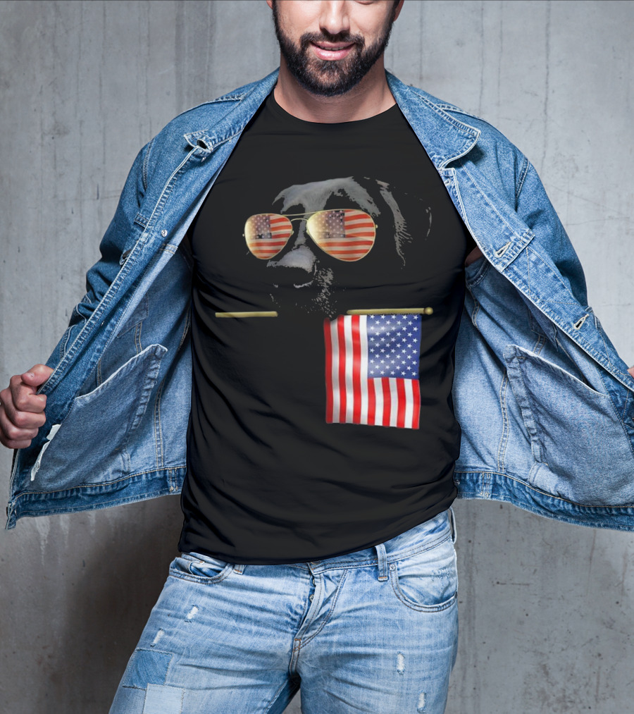 Patriotic Labrador With American Flag Shades Fourth Of July T-Shirt