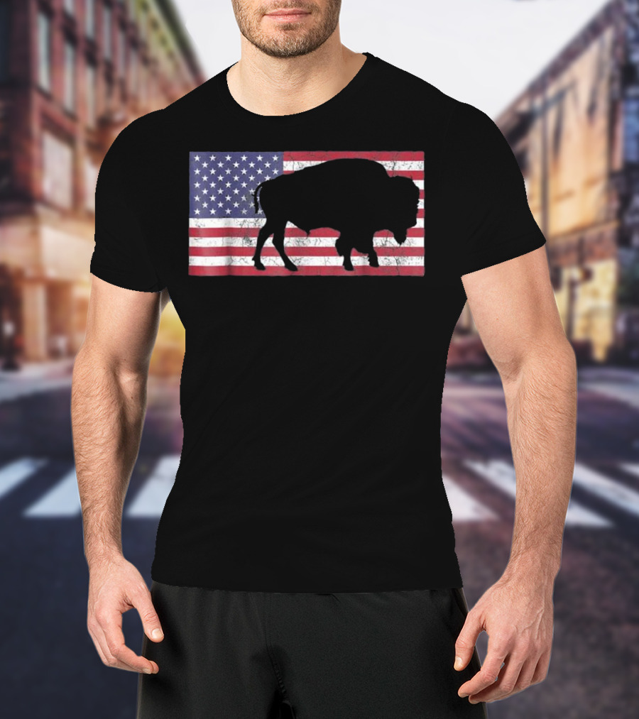 American Flag USA Buffalo Patriotic T-Shirt