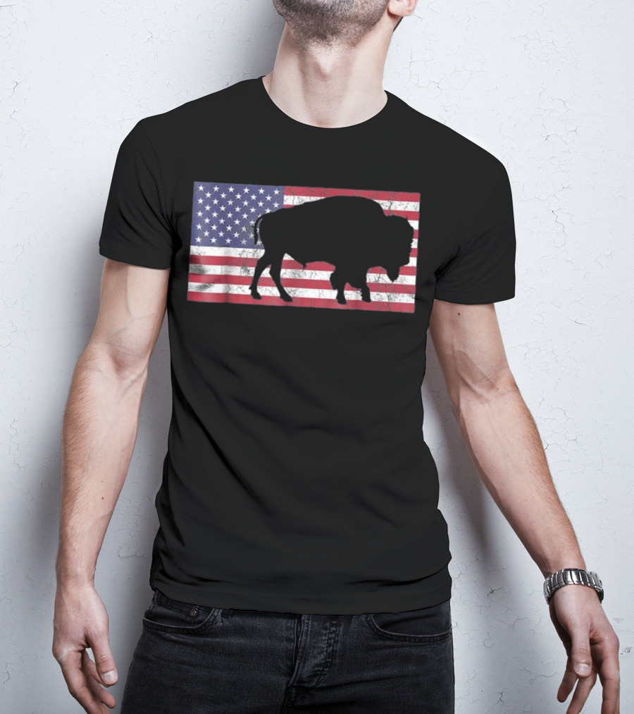 American Flag USA Buffalo Patriotic T-Shirt