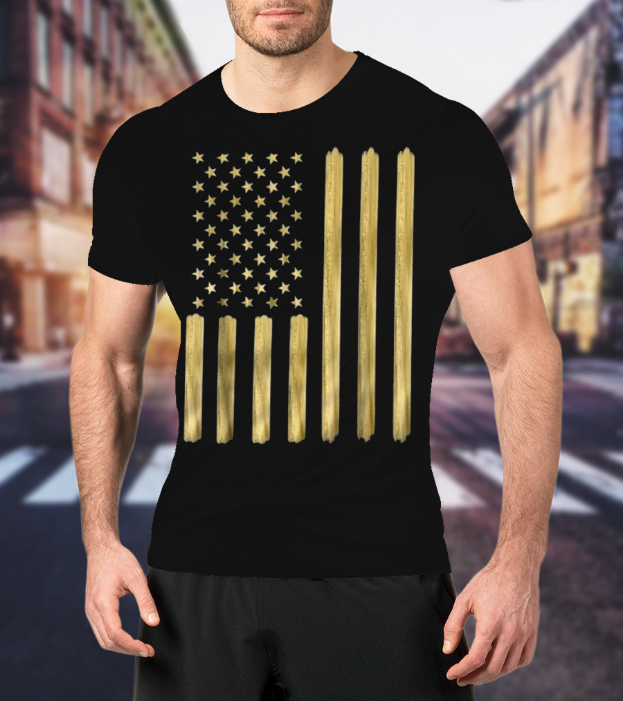 American Flag Faux Gold Paint T-Shirt