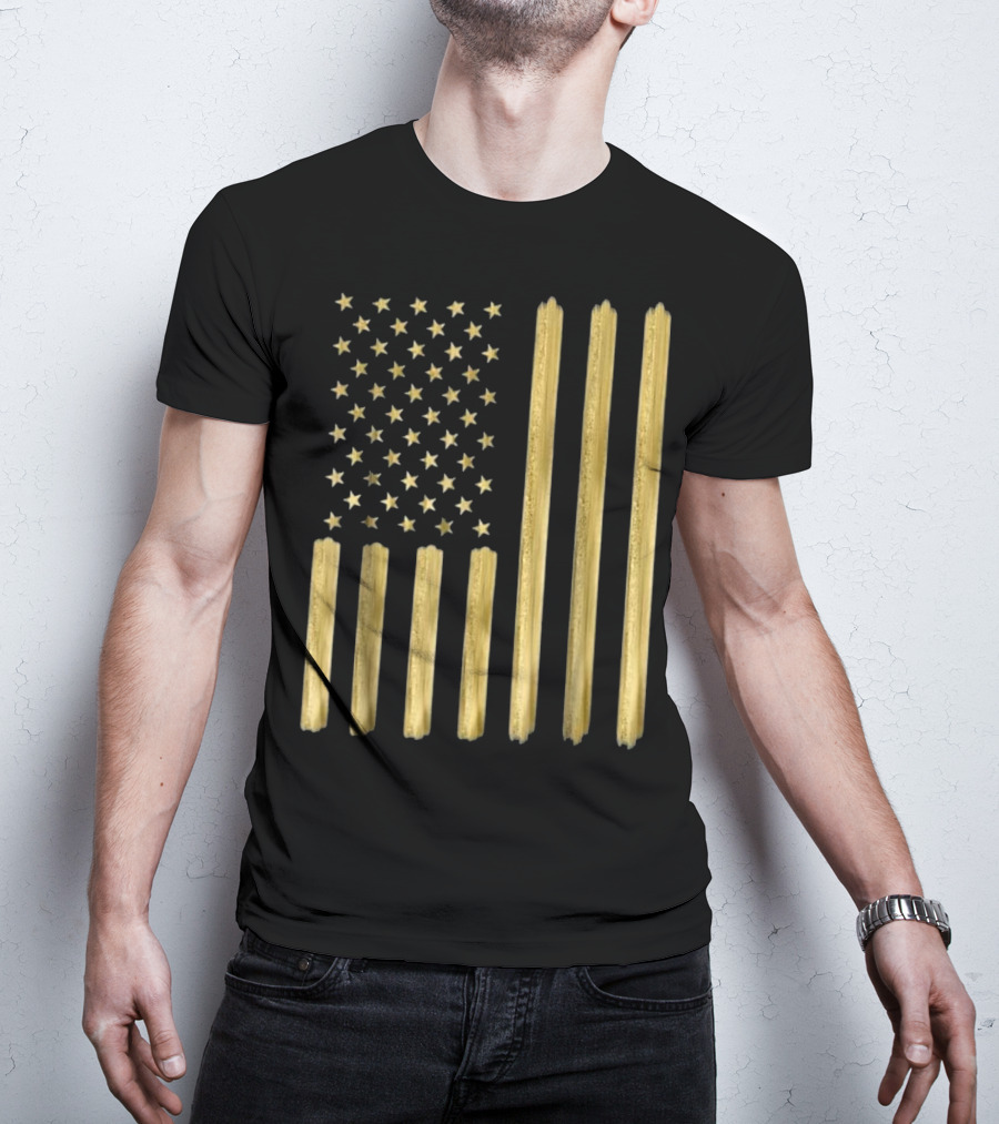 American Flag Faux Gold Paint T-Shirt