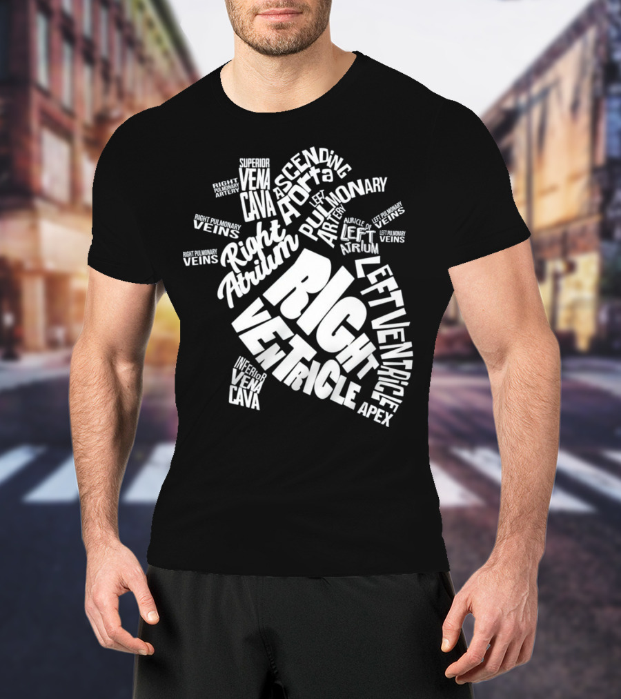 Anatomical Heart Diagram Cardiac Nurse Right Ventricle Atrium Pulmonary Aorta T-Shirt