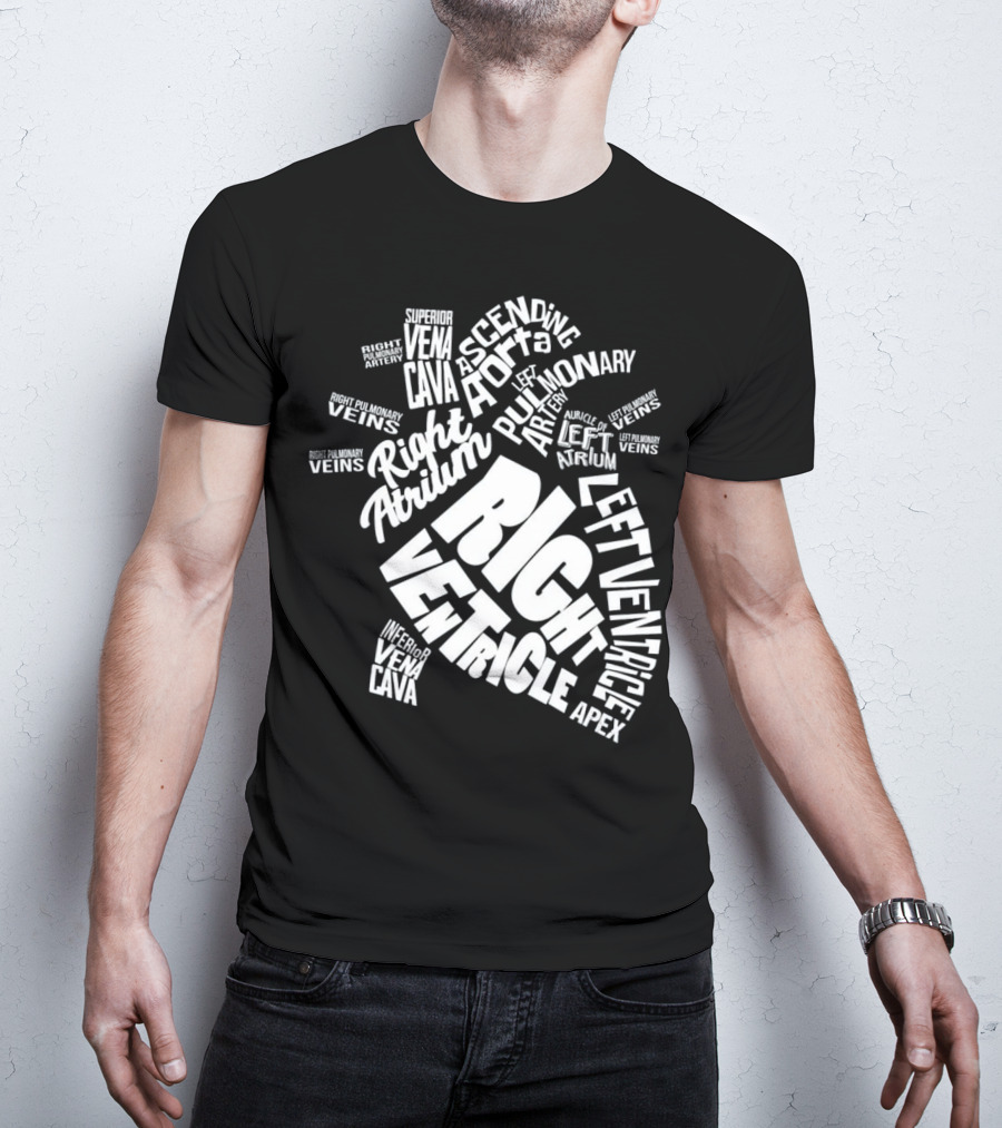 Anatomical Heart Diagram Cardiac Nurse Right Ventricle Atrium Pulmonary Aorta T-Shirt