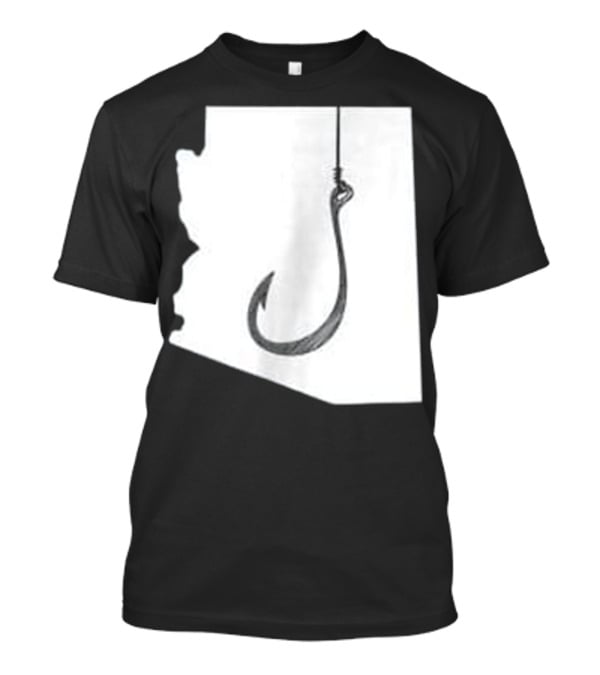 Arizona State Outline Fishing Hook Novelty T-Shirt