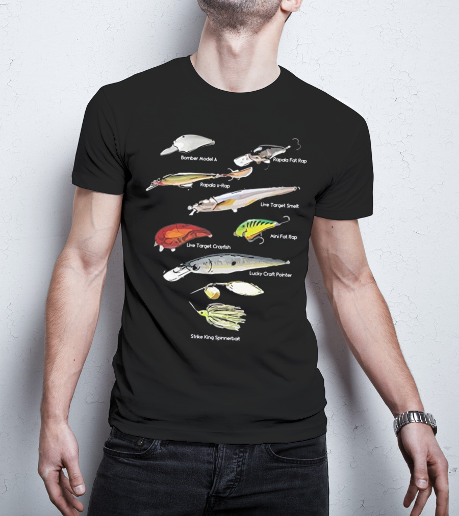Bass Fish Lures Baits Bomber Rapala Live Target Lucky Craft Strike King T-Shirt