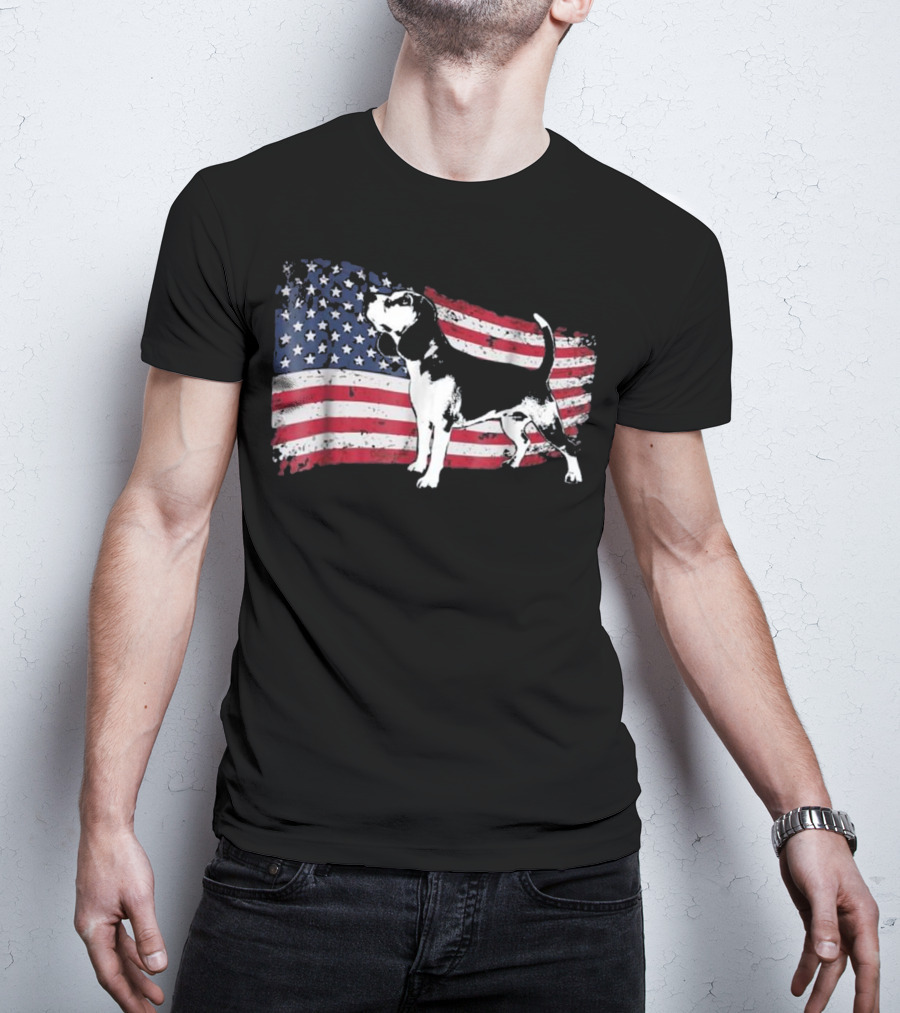 Beagle Dog American Flag Fun T-Shirt