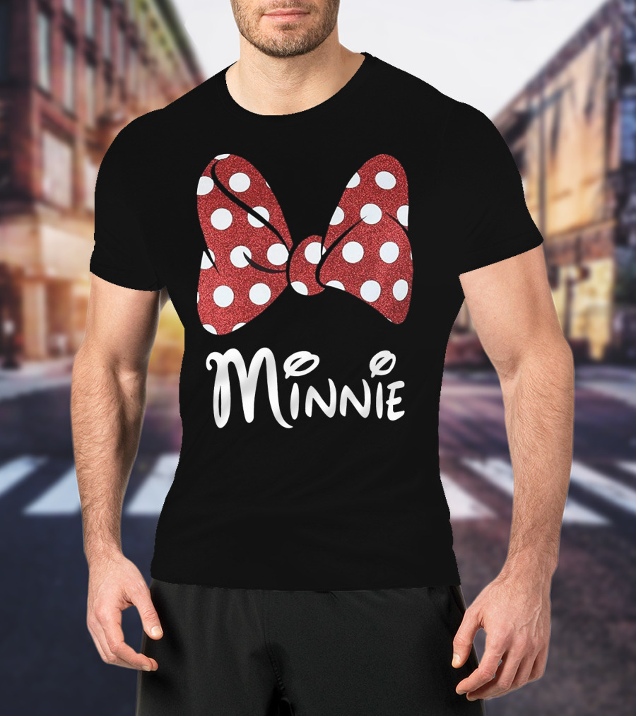 Disney Minnie Mouse Glitter Bow Red Polka Dot Minnie T-Shirt