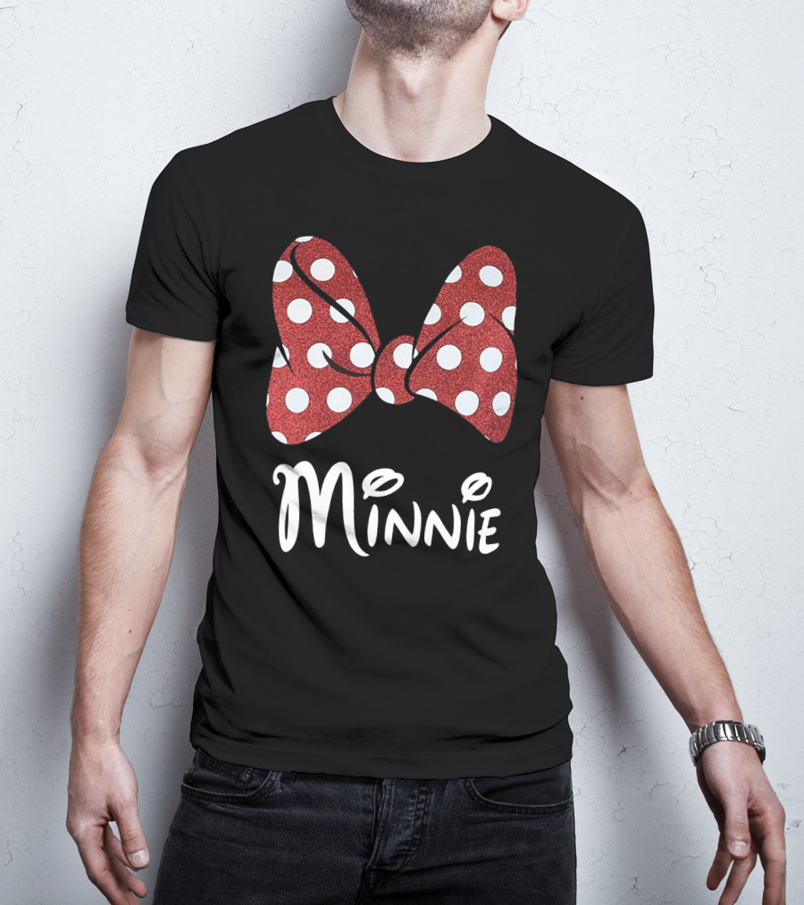 Disney Minnie Mouse Glitter Bow Red Polka Dot Minnie T-Shirt