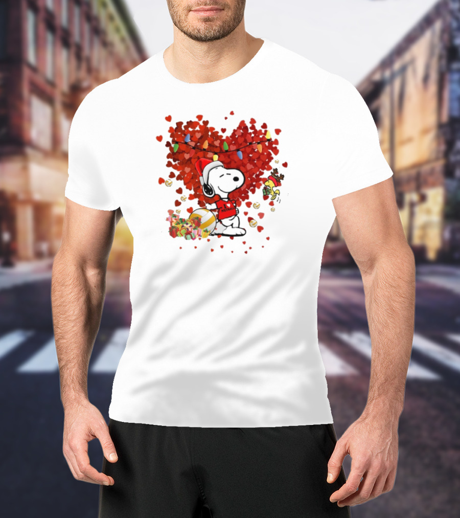 Snoopy Christmas Love Netball Heart T-Shirt