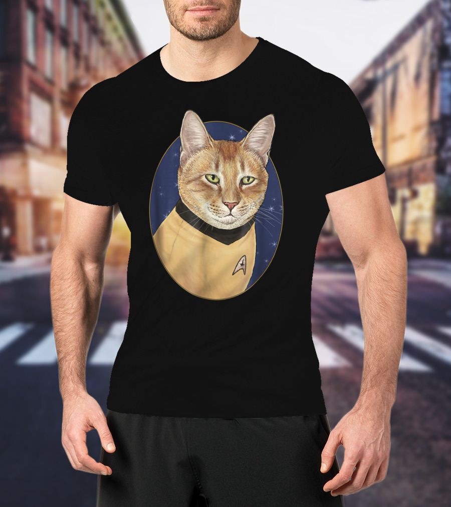Cat Captain Kirk Starfleet Uniform Star Trek T-Shirt