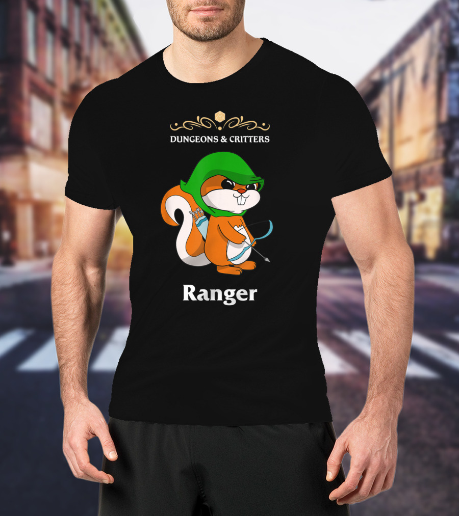 Dungeons And Critters Squirrel Ranger Bow And Arrows T-Shirt