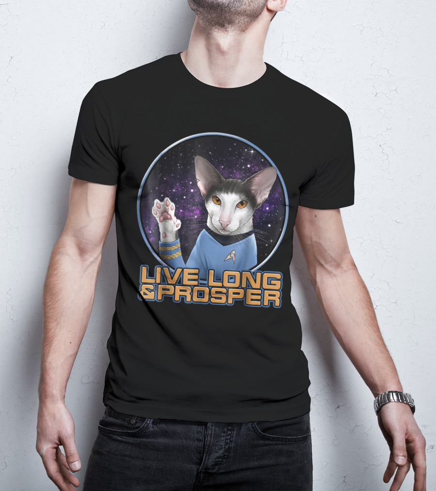 LIVE LONG And PROSPER Spock Cat In Space T-Shirt