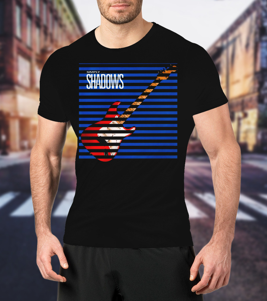 Simply Shadows Electric Guitar With Stripes T-Shirt