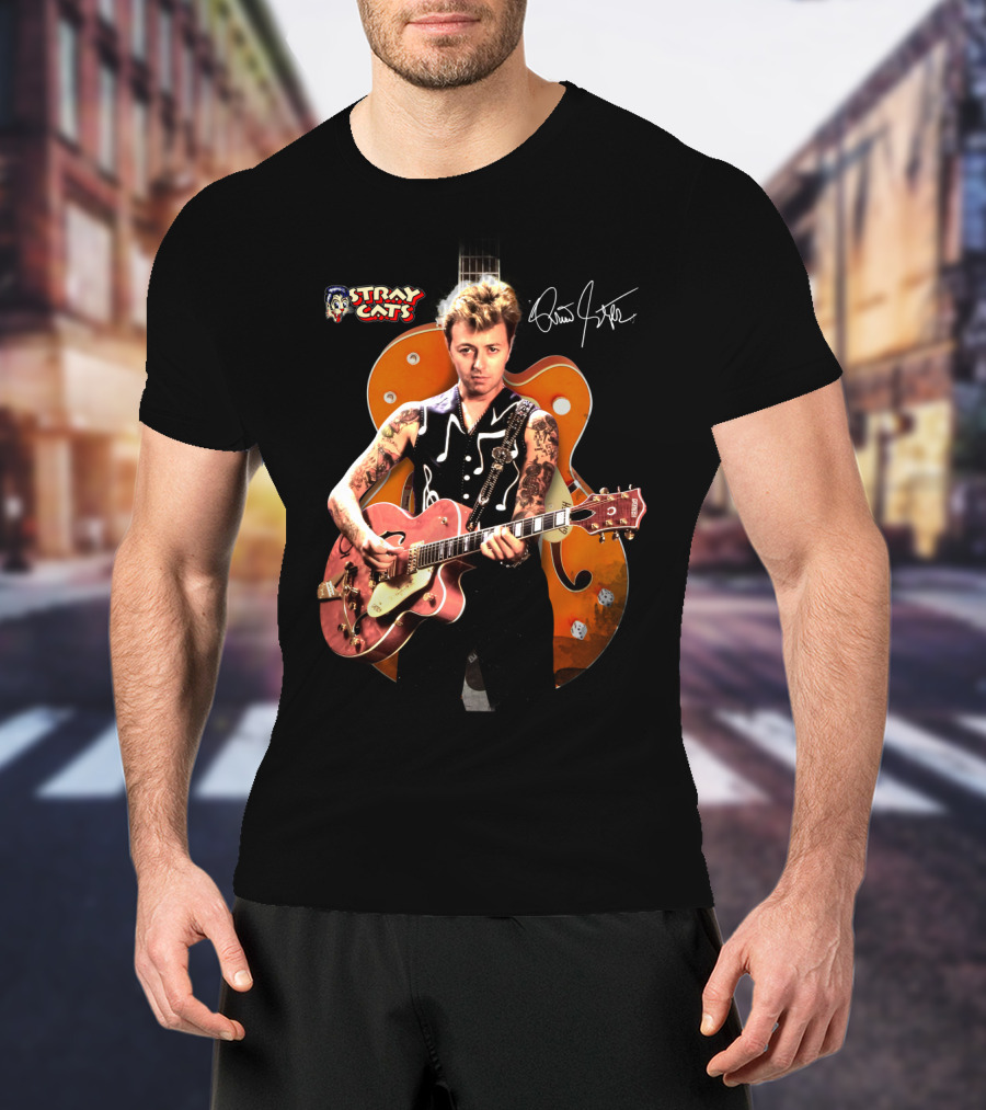 Stray Cats Rockabilly Brian Setzer Guitar T-Shirt