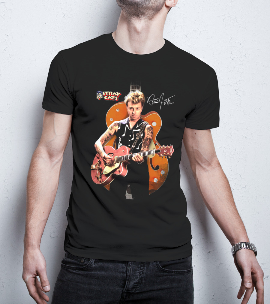 Stray Cats Rockabilly Brian Setzer Guitar T-Shirt