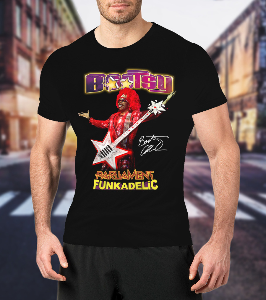 Bootsy Collins Parliament Funkadelic Star Bass Guitar Signature T-Shirt