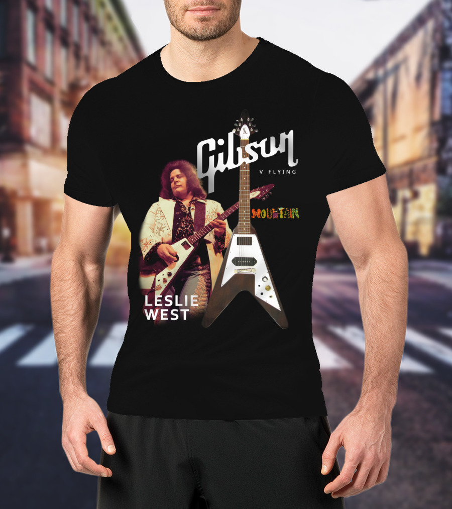 Leslie West Gibson Flying V Mountain Guitarist Music T-Shirt