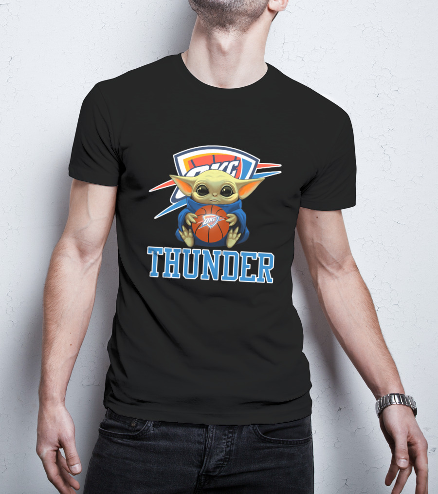 OKC Thunder Fan With Basketball And Character T-Shirt